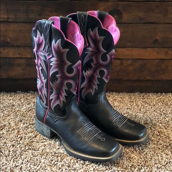 Ariat Shoes - Ariat ATS square toe black boots. Like new.